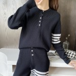 Tide four bars tb waffle temperament sweater jacket knitted sports suit autumn and winter men and women with the same style